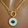 ASHE LASHED EVIL WHITE ENAMEL DISC NECKLACE