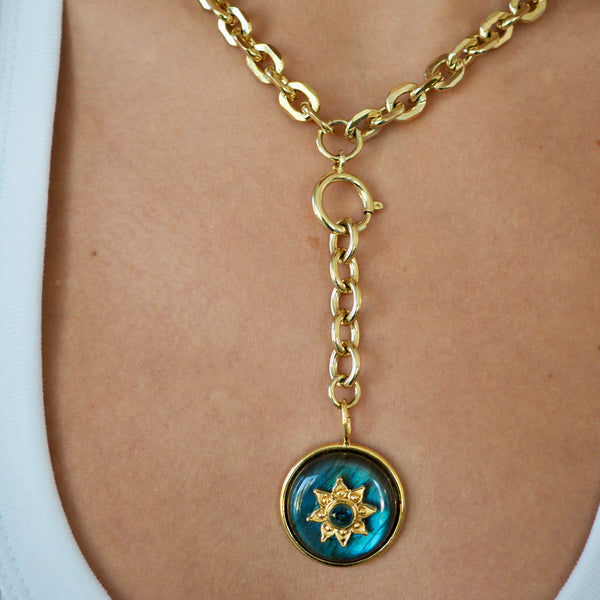 ZOE JANE LABRADORITE DISC NECKLACE