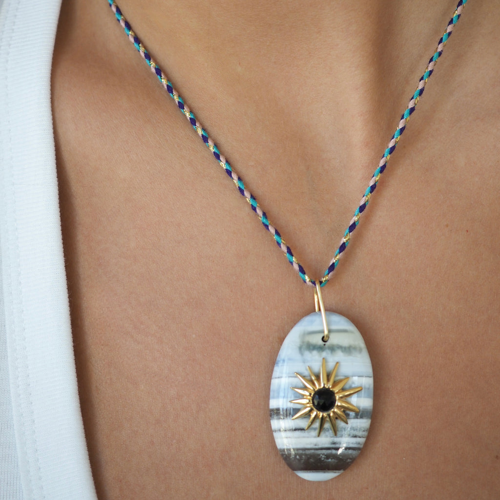 SHIRA NATURAL BLUE OPAL FLORAL  NECKLACE