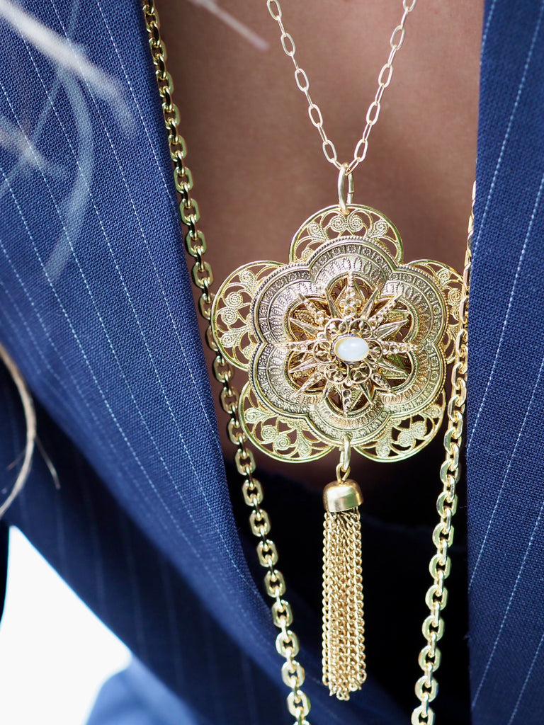 CHARLEY  FILAGREE FLOWER BURST WITH TASSEL