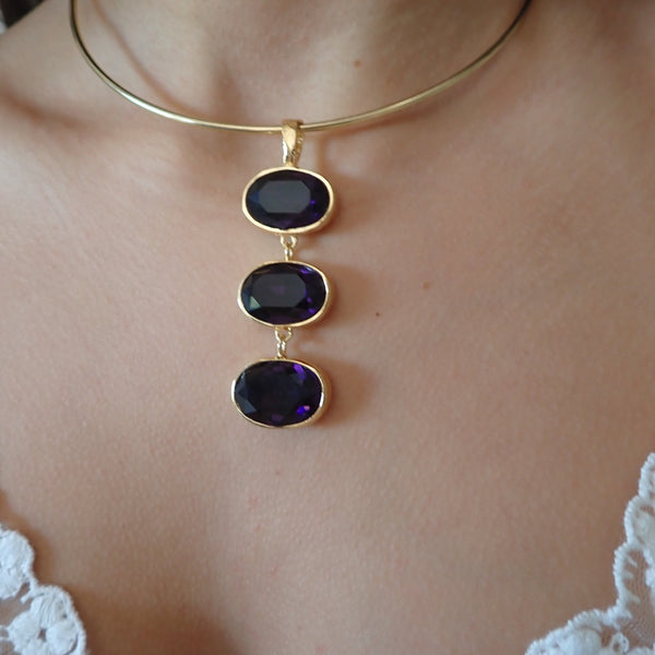 KYLE WC TRIPLE TEARDROP STATEMENT DROP NECKLACE