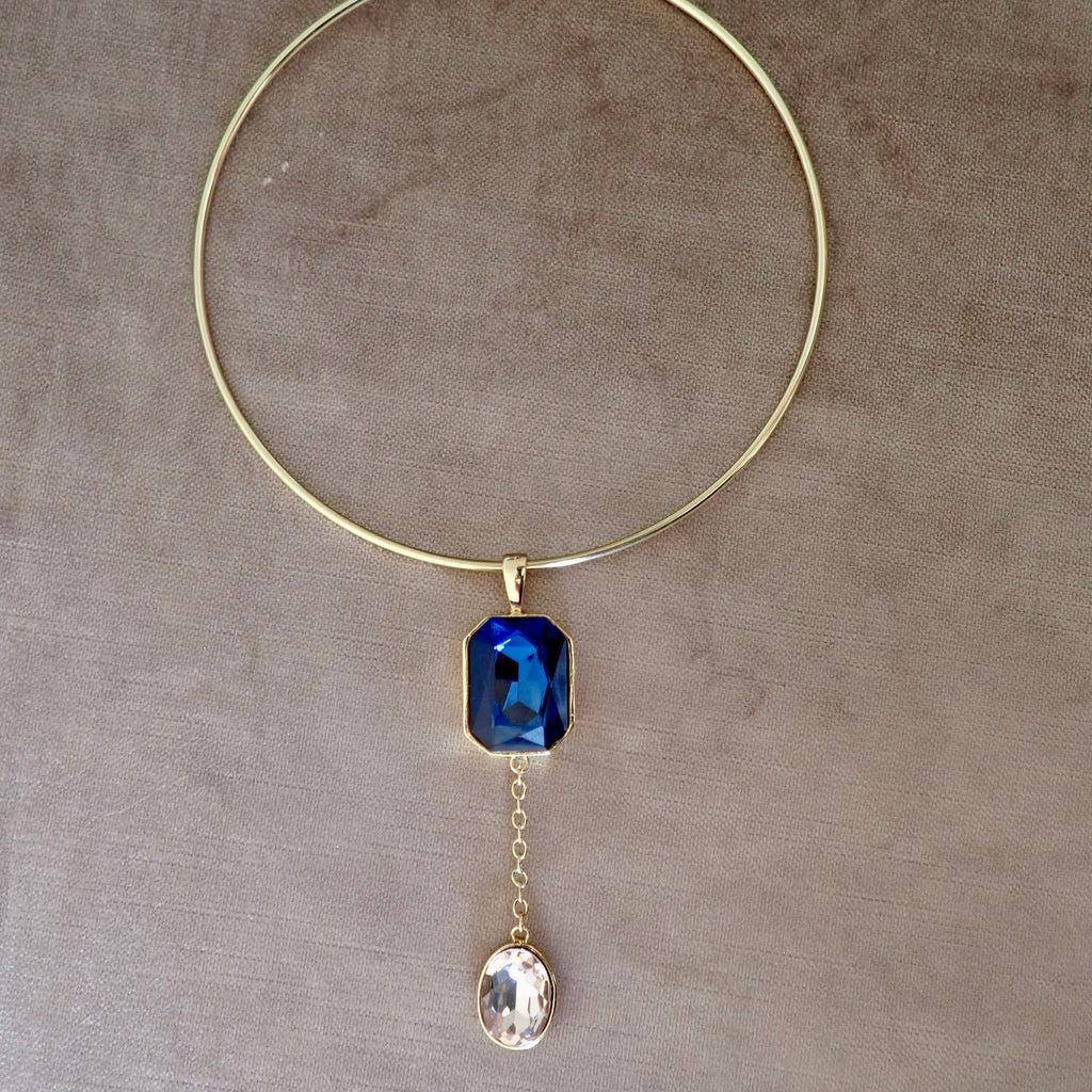 MARISOL DOUBLE STONE DROP CHAIN DROP NECKLACE