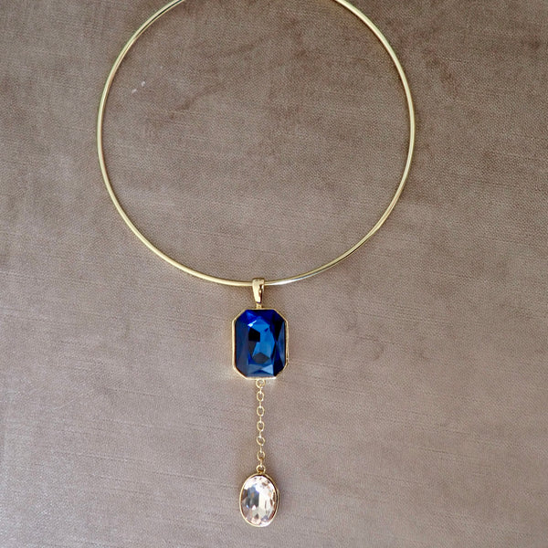 MARISOL DOUBLE STONE DROP CHAIN DROP NECKLACE