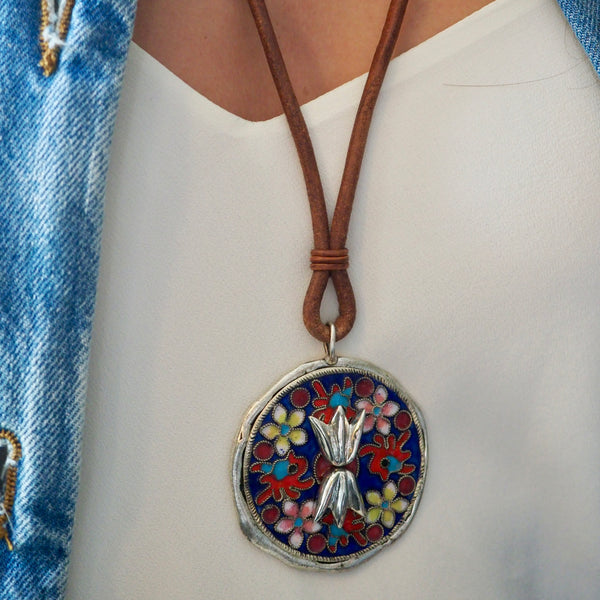 LAWSON CLOISONNÉ ON COGNAC LEATHER