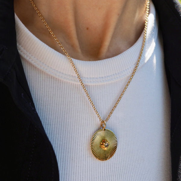 SUZEE FLUTED BURST  DISC NECKLACE