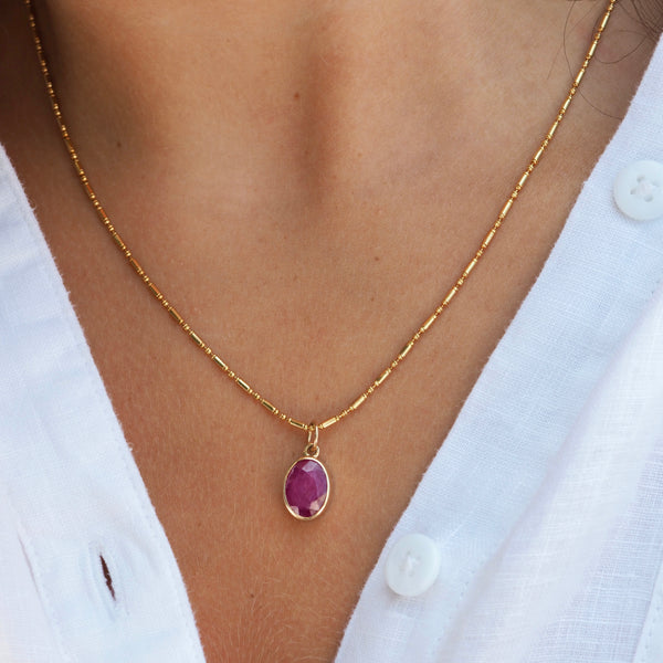 MACKENZIE ROSE PINK STONE  NECKLACE
