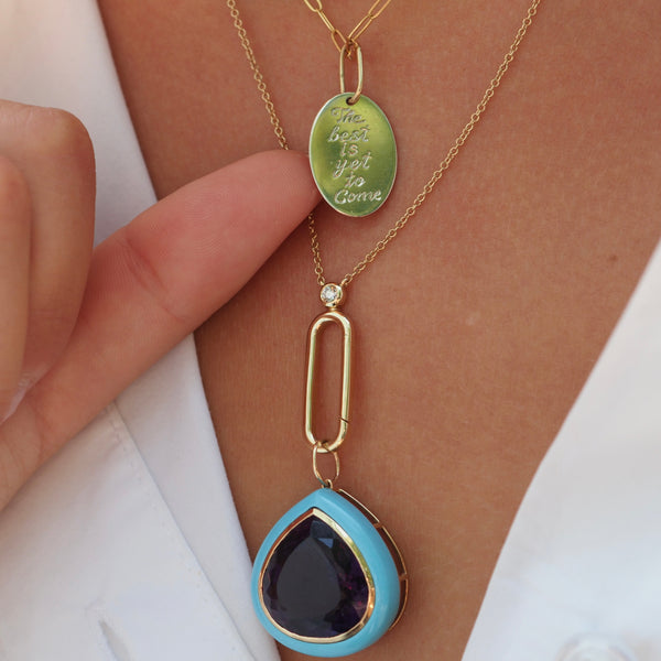 LOGAN OVAL 14K BURST DISC CHARM  - TWO SIDED