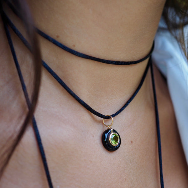 HARLIN BLACK + CITRINE DISC PENDANT