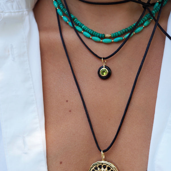 HARLIN BLACK + CITRINE DISC PENDANT