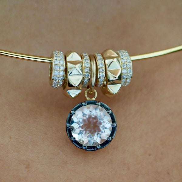 SAREE WHITE  TOPAZ ROUND CHARM ONLY