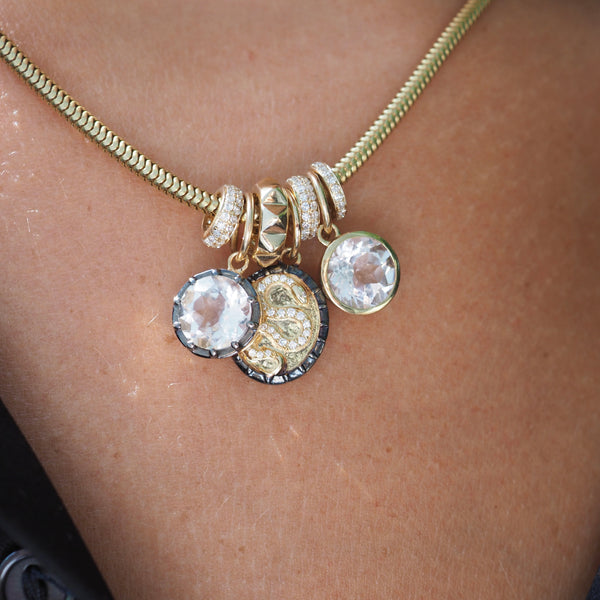 SAREE WHITE  TOPAZ ROUND CHARM ONLY