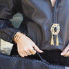 ROSE FRAMED DOUBLE TASSEL - ONYX CENTER