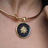 BILLIE BLACK ENAMEL BURST  DISC STATEMENT NECKLACE
