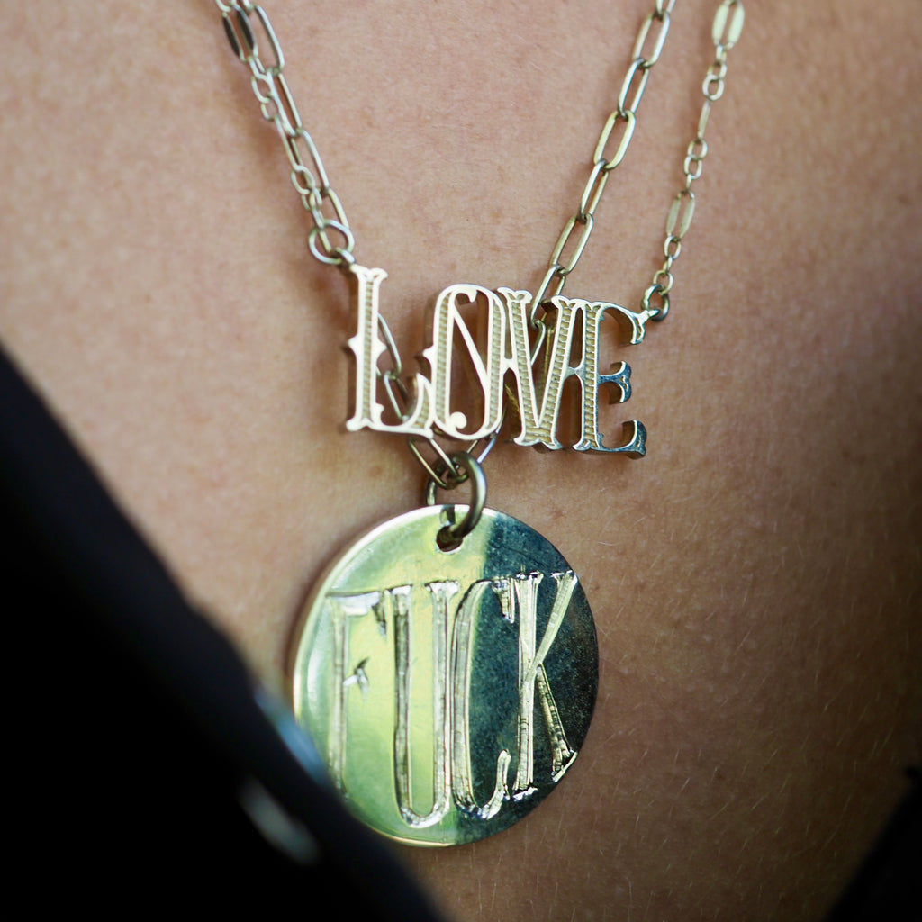 JULIA LOVE ETCHED LETTER NECKLACE