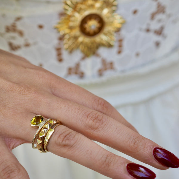 KAYLEY THIN DIAMOND GOLD RING  WITH NATURAL TOURMALINE