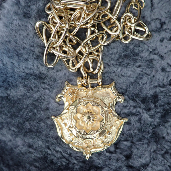 RAQUEL AZTEC SHIELD STATEMENT NECKLACE