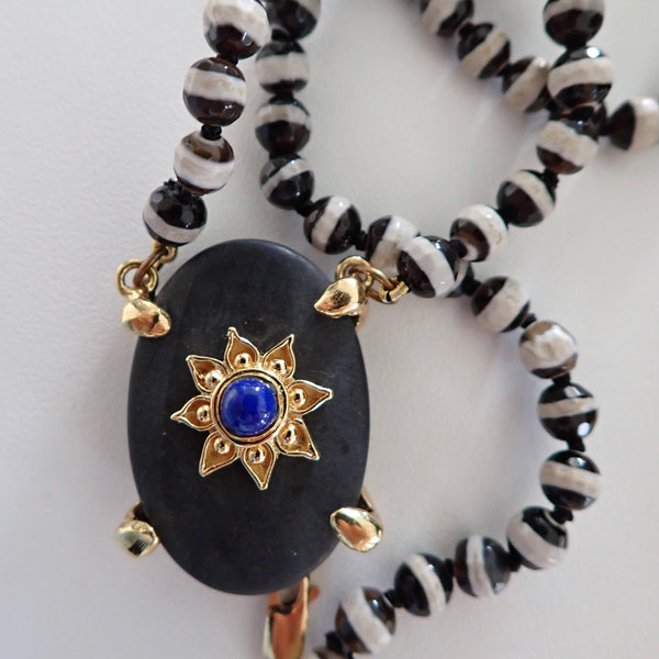 COLEY STRIPED BEADED ROCK NECKLACE