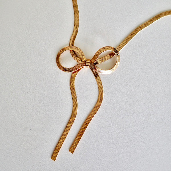 DANI  HERRINGBONE BOW NECKLACE