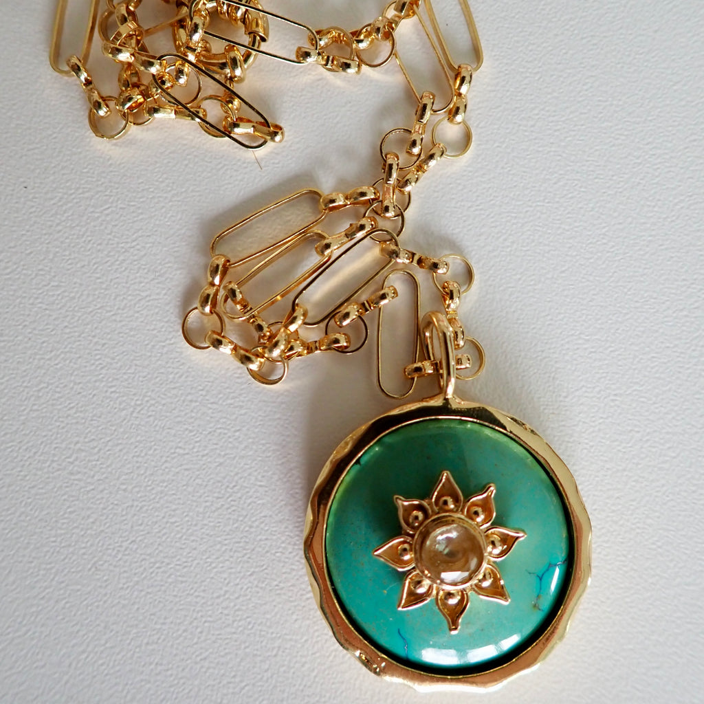 LENNY  TURQUIOSE DISC NECKLACE