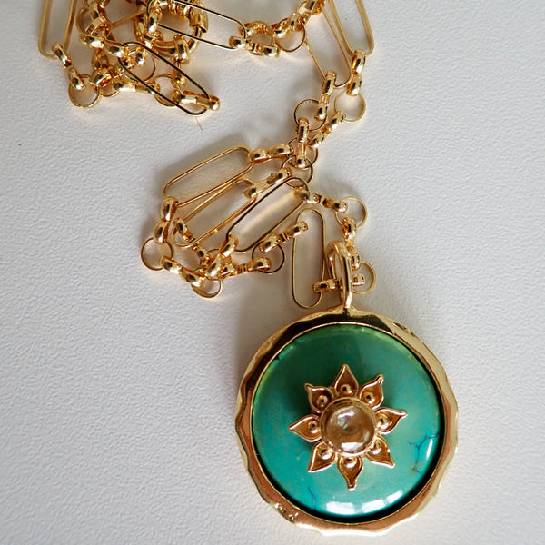 LENNY  TURQUIOSE DISC NECKLACE