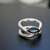 JAMIE LONDON BLUE TOPAZ MARQUISE CROSS RING