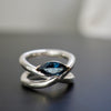 JAMIE LONDON BLUE TOPAZ MARQUISE CROSS RING