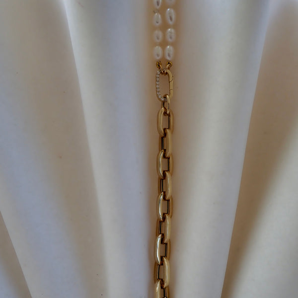 ANDI PEARL + CHAIN DROP  NECKLACE