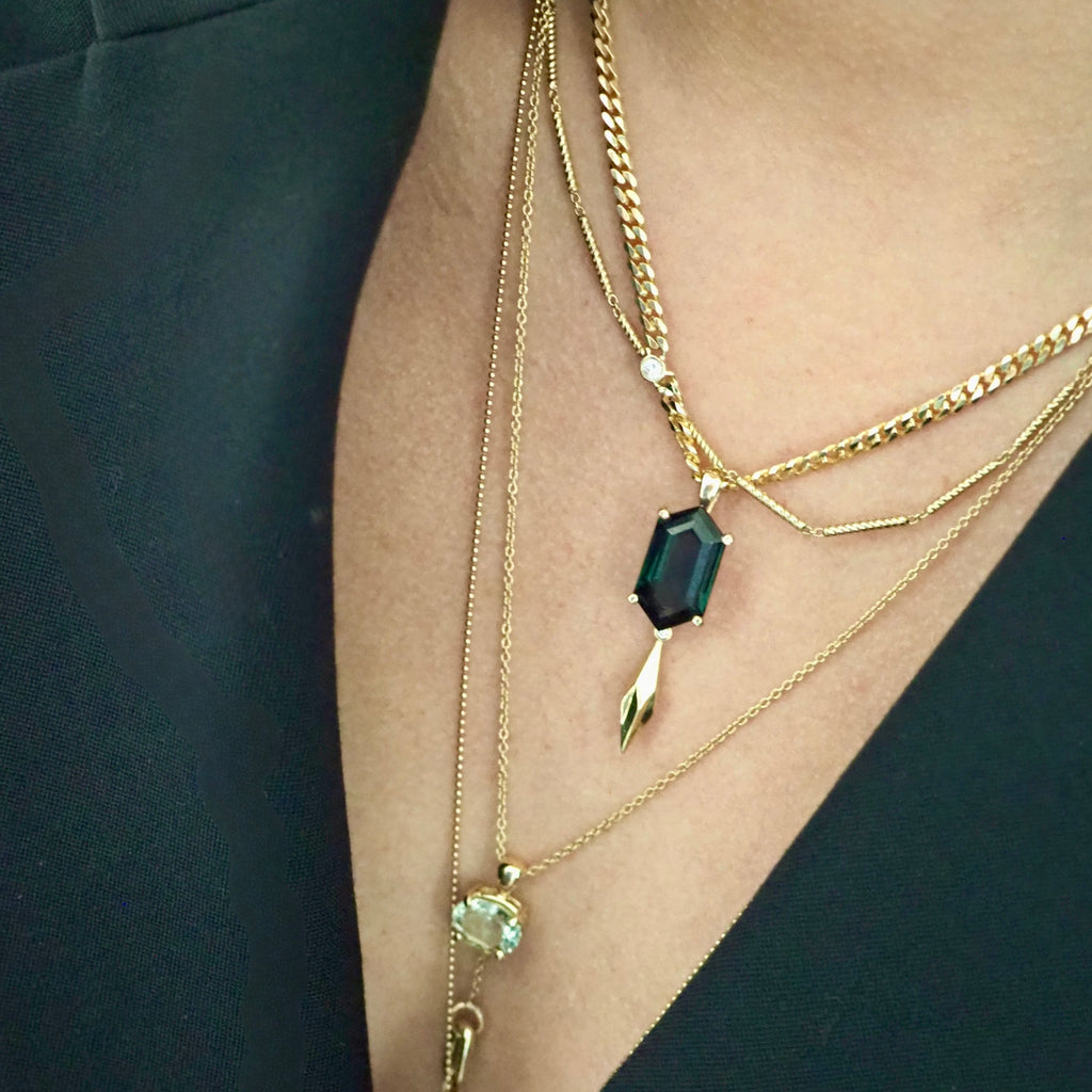 NIKOLA GREEN PARAIBA CUBAN LINK NECKLACE