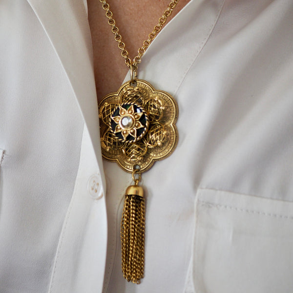 RYDER FLORAL TASSEL DROP NECKLACE