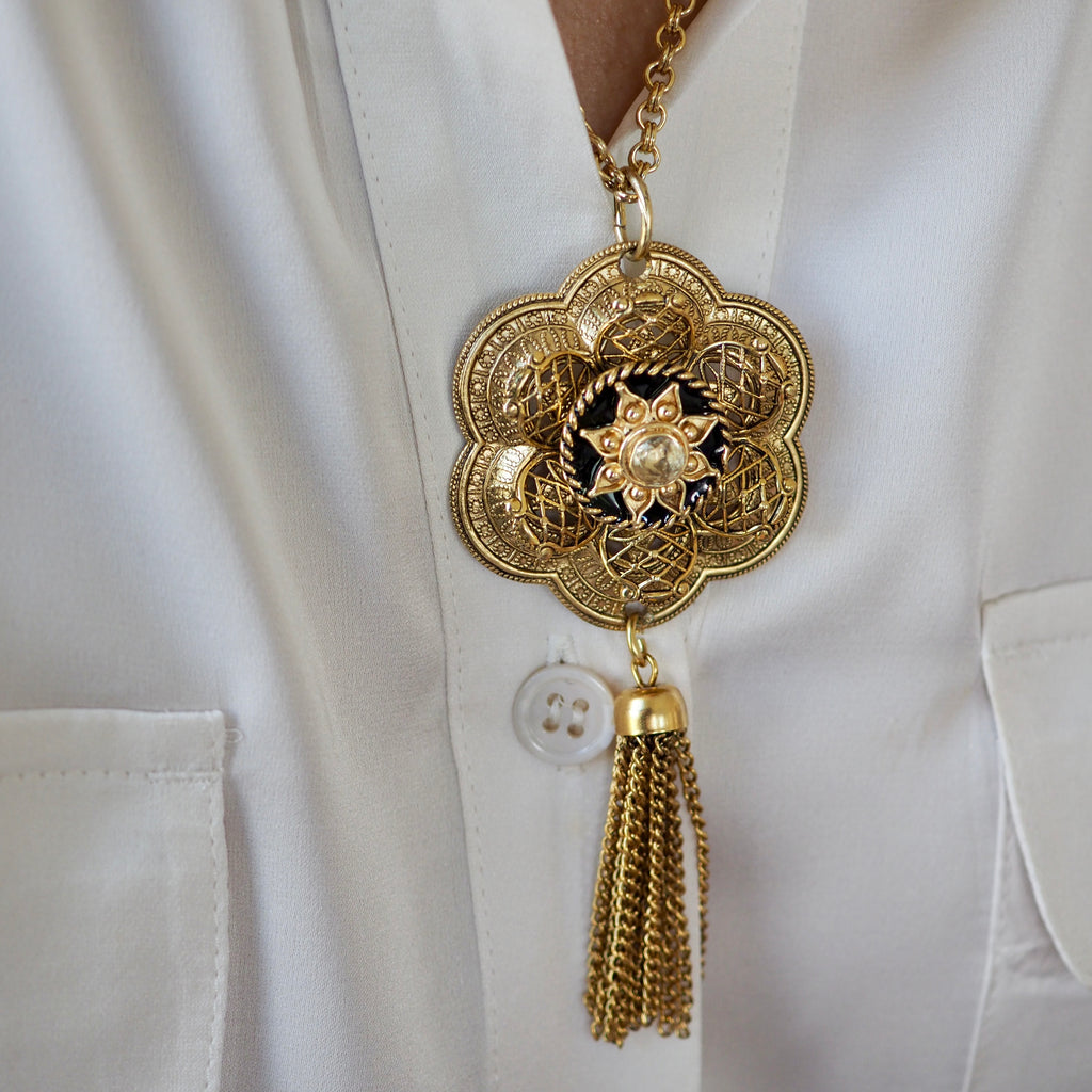 RYDER FLORAL TASSEL DROP NECKLACE