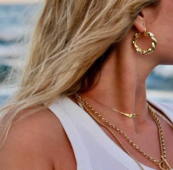 JADE TWIST HOOP EARRINGS