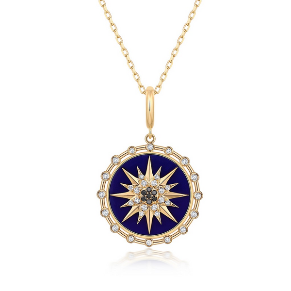 CAPRI BLACK + GOLD ENAMEL BURST NECKLACE