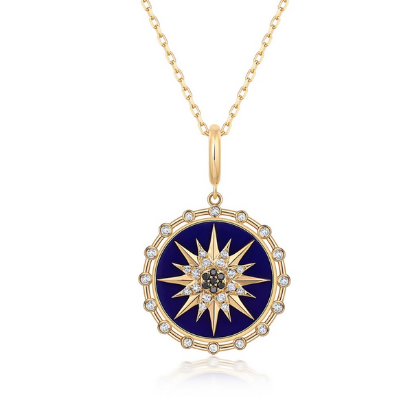 CAPRI BLACK + GOLD ENAMEL BURST NECKLACE