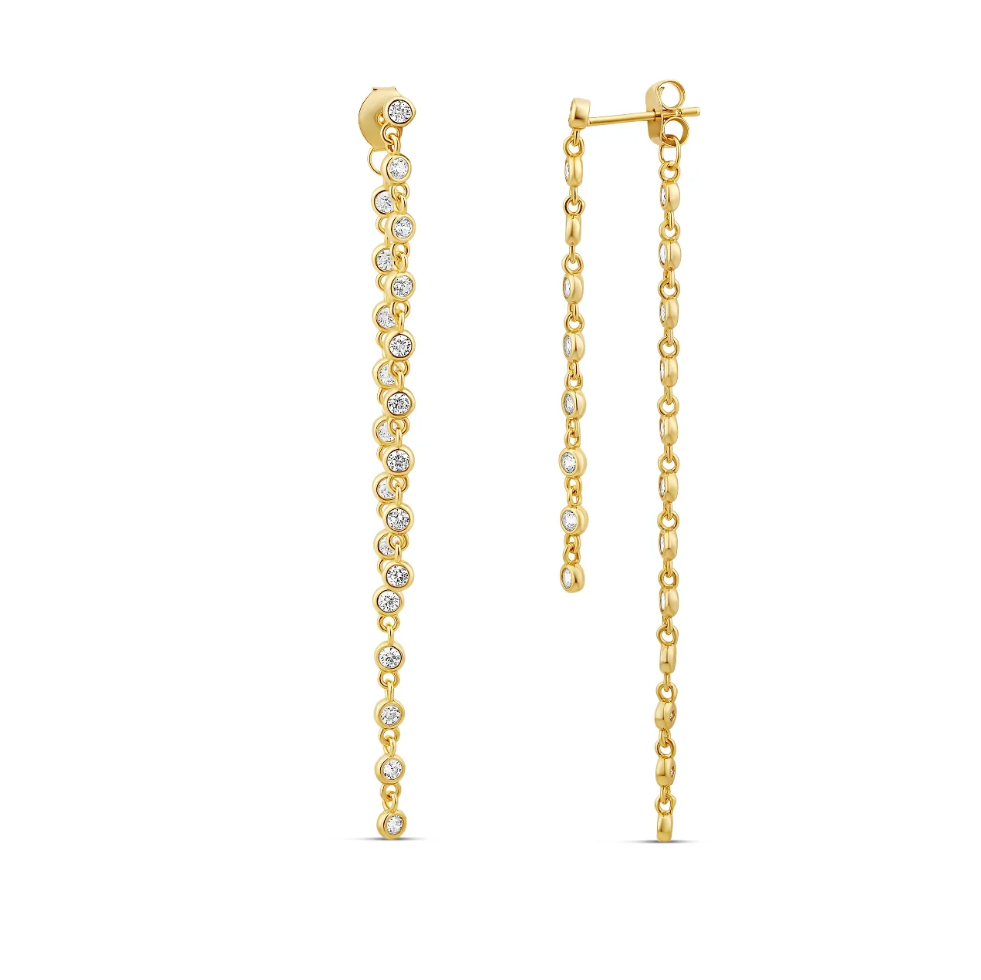 LENNY BEZEL SET FALLING DROP  EARRINGS