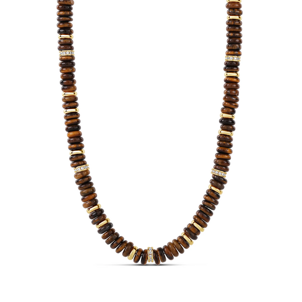 CHARLEE TIGER EYE PUKKA NECKLACE