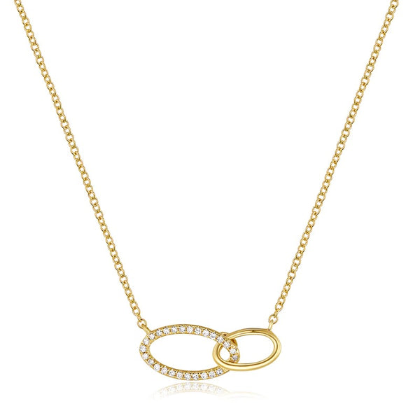 Alina Diamond & Gold Oval Necklace
