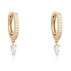 SALLIE FLUTED HUGGIE DIAMOND DROP EARRINGS