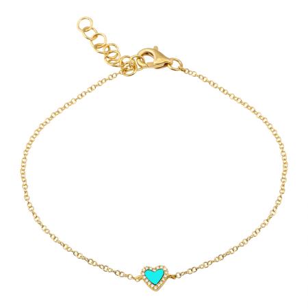 KAI Yellow Gold Turquoise Heart Bracelet
