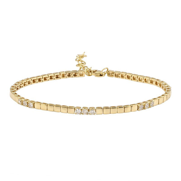 ASH Diamond Square Patterned Gold Bracelet