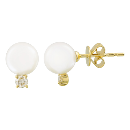 SARENA PEARL/GOLD STUD EARRINGS