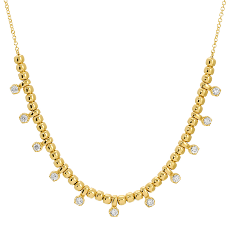 STARR GOLD BEADED DROP DIAMOND NECKLACE