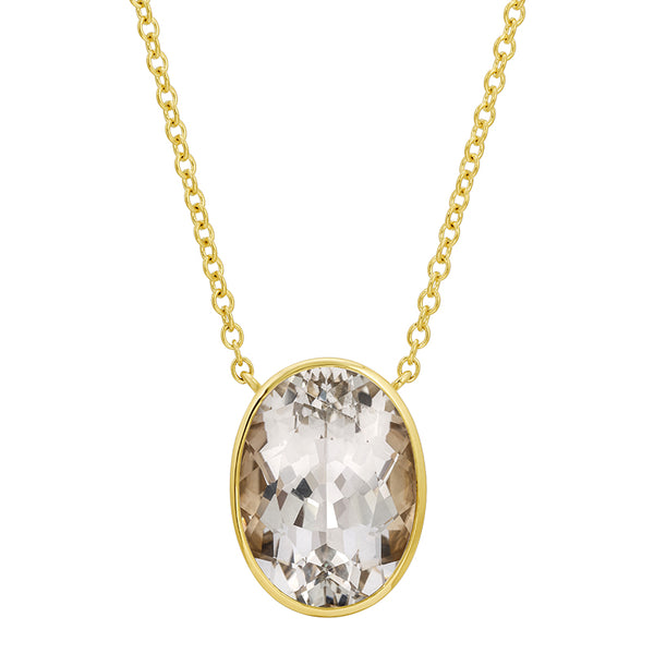 VAL WHITE TOPAZ OVAL DROP NECKLACE