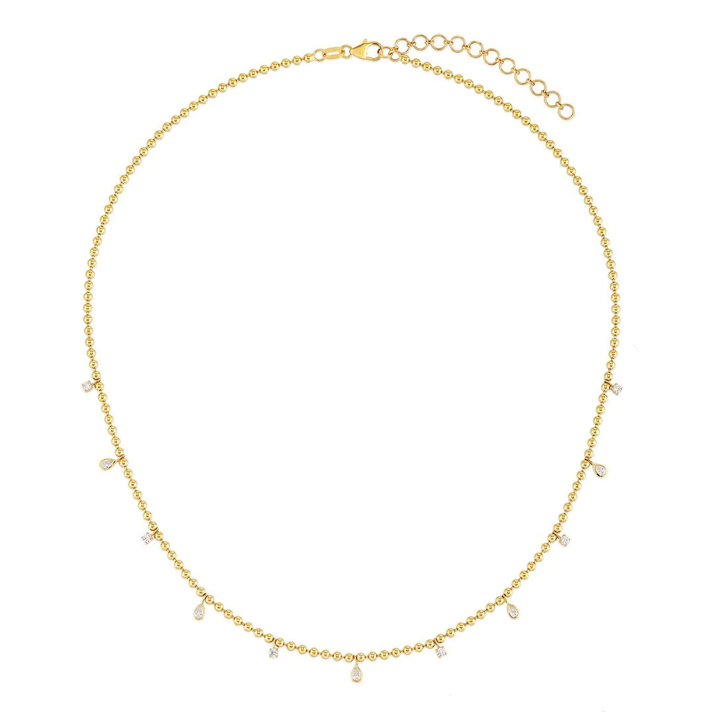 MEGAN BALL CHAIN DIAMOND DROP NECKLACE