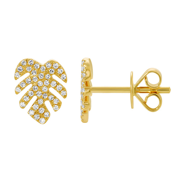 COLE MONSTERA LEAF  STUD EARRINGS
