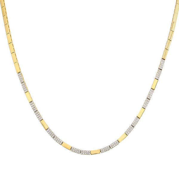 SPENCER DIAMOND BAR PATTERNED NECKLACE