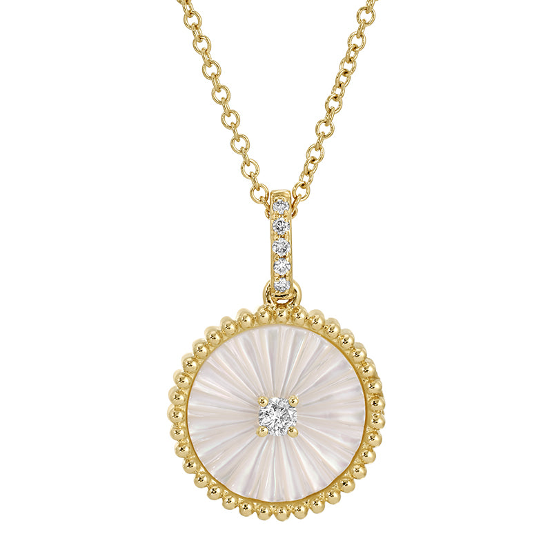 COBY FLUTED MOTHER OF PEARL DISC NECKLACE