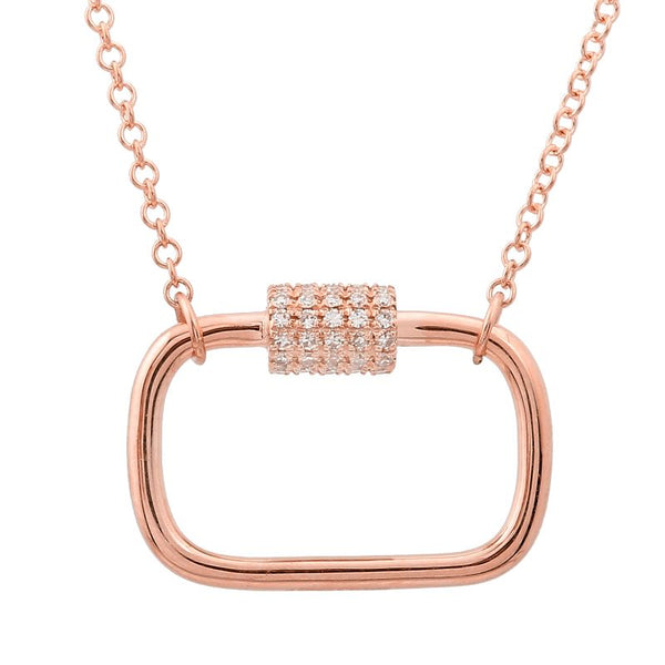 THEO ROSE GOLD + DIAMOND CARABINER NECKLACE
