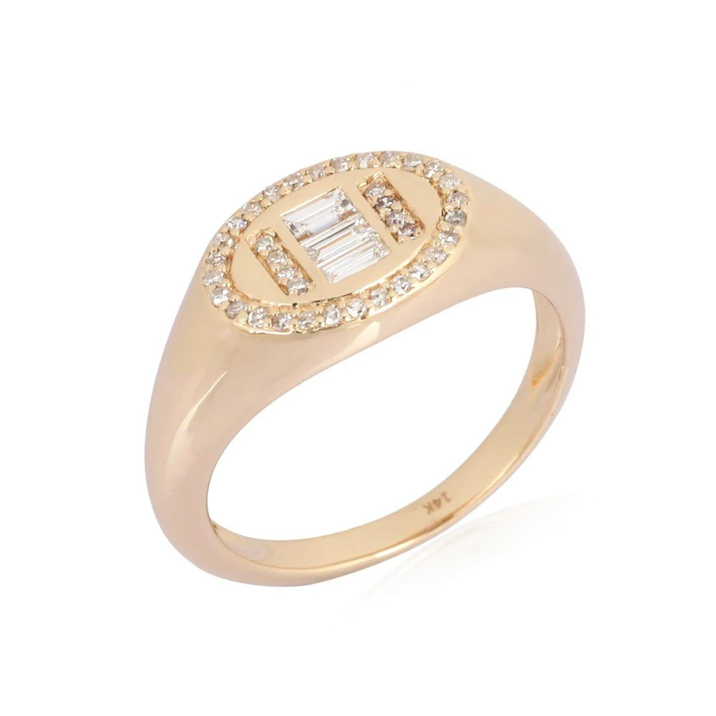 PERRY OVAL + DIAMOND SIGNET RING