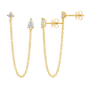 KERI DOUBLE STUD CHAIN DROP EARRINGS