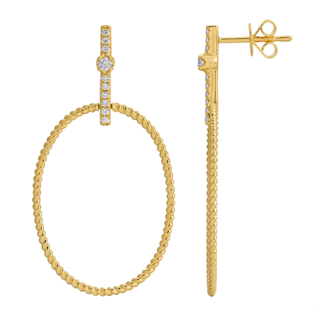 BELLE OVAL TWIST DIAMOND DROP EARRINGS